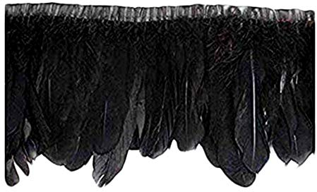 keland 2 Yards Gänsefeder Streifen Trim 6-8 Breite DIY Schal Achselzucken Rock Halloween Kleid dekorative Federrock (Schwarz)