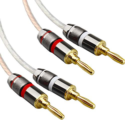 LoongGate Cable de Altavoz de alta Fidelidad Banana Tips, para trabajo pesado, libre de Oxígeno Banana de cobre a conector de Banana Cable de Altavoz (5m)