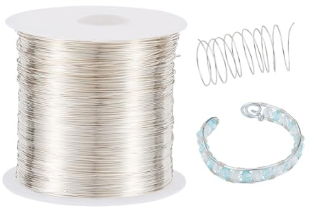 NBEADS 26 Gauge 0.4mm Copper Wire, 38m Jewellery Wire Silver Plated Copper Beading Metal Wire for Jewelry Crafts Stringing Model Making Gardening Wrapping