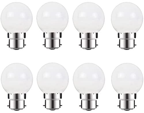 ZFQ 8 Pack B22 Warm White LED Light Bulbs 2W G45 Golf Ball Mini Globe Bulb Lighting Bulbs for Outdoor Indoor String Patio Garden Party Decoration, Christmas, Tree, Fairy Party Night Lights