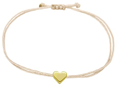 Selfmade Jewelry Armband Damen Herz Gold Größenverstellbares Makramee Armbändchen mit Herzchen Handmade Inkl. Geschenk-Verpackung