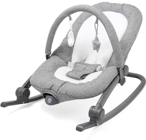 Baby Delight Aura Deluxe | Portable Baby Bouncer for Infants | Baby Rocker | Quilted Charcoal Tweed