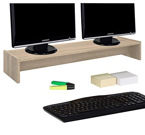 IDIMEX Support d'écran d'ordinateur Screen, réhausseur pour Deux moniteurs ou Un Grand écran Dimensions 100 x 15 x 27 cm, en mélaminé décor chêne Sonoma