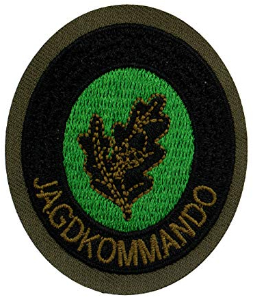 Café Viereck ® Bundeswehr Jagdkommandoführer Abzeichen Aufnäher Gestickt - 5,7 x 6,3 cm (schwarz/olivgrün)