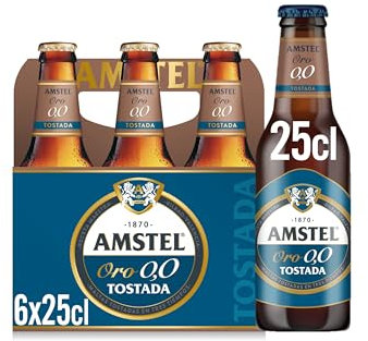 Amstel Oro 0,0 Cerveza Tostada Sin Alcohol Pack Botella, 6 x 25cl