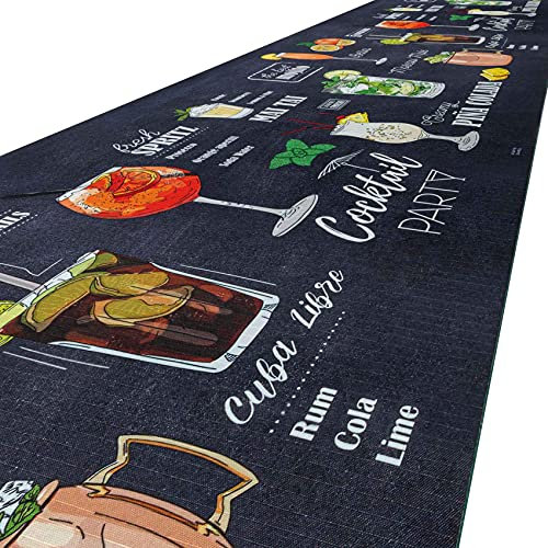 ANRO Alfombra de cocina lavable antideslizante pub lavable 220 x 52 cm