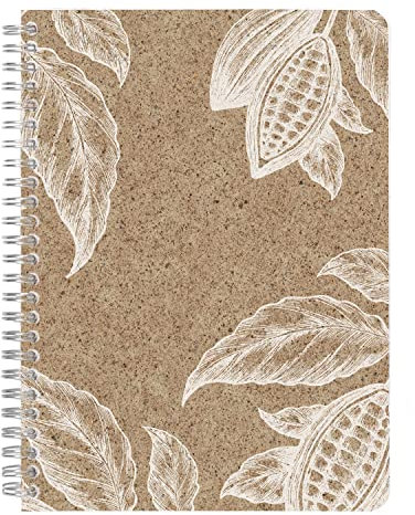 Clairefontaine 83545C - Un Carnet à Spirale Couverture Papier à base de coques de cacao - A5 14,8x21 cm 148 Pages Lignées papier ivoire 90g - Collection Jeans&cocoa - 3 visuels, livraison aléatoire
