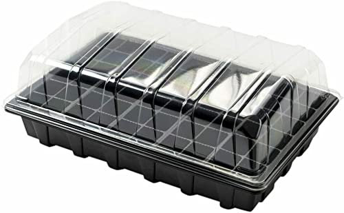Muddy Hands Pack of 4-60 Cell Plastic Propagator Tray Set with Lid Garden Greenhouse Seed Seedling Plug Growing Germination Trays (Base Trays Come Without Drainage Holes)