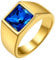 GoldChic Gold Ring Frauen Männer Siegelring Edelstahlring Blauer Stein Eheringe 57mm Solitärring Bandring Herren Schmuck Accessoires
