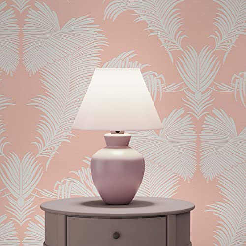 TADESSI Carta da parati in tessuto non tessuto Aurora M1-No.1693 con palme rosa e bianco per soggiorno, camera da letto, cucina