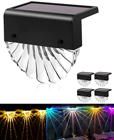 Bellanny Solarlampen für Außen, 4 Stück Solarleuchten Garten Dekoration, 2 Modi Warmweiß/Farbwechselnde Twinkly LED Gartenlampe, IP65 Wasserdicht Solar Lampe für Hof Treppen Terrasse Wege Zaun Pfosten