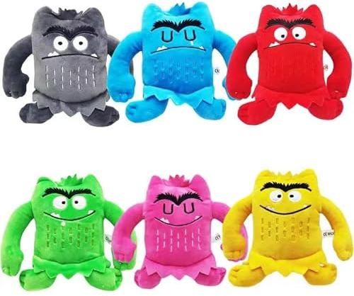 Niedliches Monster Plüsch 15cm, Mein emotionales kleines Monster Cartoon Puppe Die Farbe Rot/Blau Monster weiches Plüschtier für Weihnachten Geburtstag Geschenke (6 Stück)