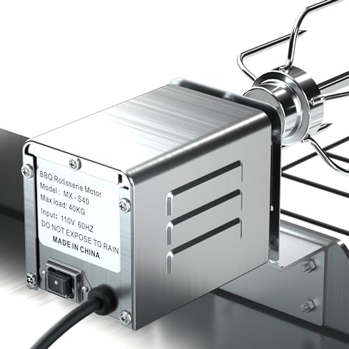 Electric Grill Rotisserie Motor 110V 15W Stainless Steel BBQ Spit Rotisserie Motor 90LB / 40KG for Goat Pig Chicken Roaster