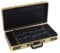 Barber Travel Organizer Tool Box Professional Beauty Salon Stylist Suitcase Portable Hairdressing Tool Case Hair Clipper Storage Display Box with Handle and Secure Numlock (Gold-Black, 55*27*10cm)
