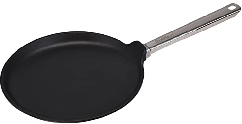 Eurolux große Gastro Crêpes-Pfanne Ø 28 cm - induktive Omelette Pfanne - flache Alugusspfanne Antihaft mit Edelstahlstiel - Made in Germany