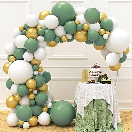 Luftballon Girlande Olivgrüne Ballon Girlande weiße goldene - 137 Stück Luftballons weiße gold Konfetti - Luftballons Geburstag weiße Grün luftballon geburtstagsdeko,Hochzeit,Abschluss deco