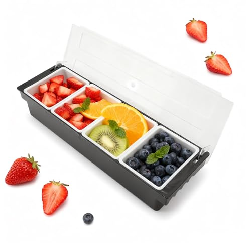 Caja 4 Compartimentos Frutas Condimentos Refrigeración Hielo Transparente