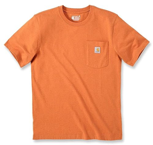 Carhartt Relaxed Fit Heavyweight Short Sleeve T-shirt K87 with Pocket for Men, Orange, L