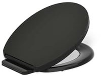 KOHLER 26802-7 K-26802-7 Impro ReadyLatch Quiet Close Elongated Toilet Seat, Black/Black, Round