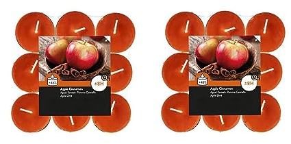 Teelichter Duft 2x18 Stück (36 Teelichter) - Brenndauer: 8 Std., Rußfrei - für Windlicht, Teelicht-Glas, Kerzenständer - Weihnachten, Geschenk, Deko, Hochzeit, Gastro (Orange - Duft: Apfel-Zimt)