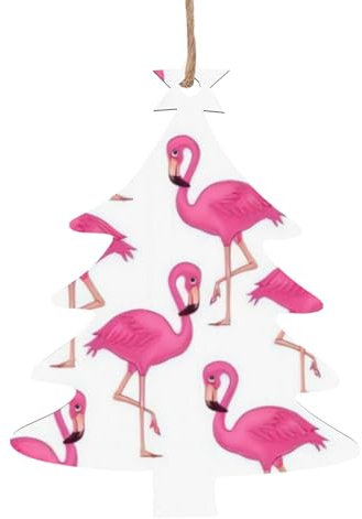 Rosa Flamingo Weihnachtsbaum Form 6 Stück Weihnachten Holz Ornamente hängen an Weihnachtsbäumen Urlaub Dekorationen