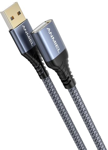 ANMIEL USB Extension Cable 3M Braided USB 2.0 Extender Cable Type A Male to A Female Data Transfer Extension Cord with Gold-Plated Connector for USB Flash Drive/Hard Drive/Printer/Webcam
