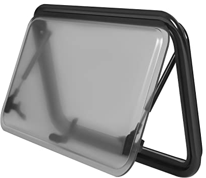 Ventana de exposición para caravana, con cristal opaco y protección contra insectos, ventana de autocaravana, 700 x 400 mm, color blanco y negro