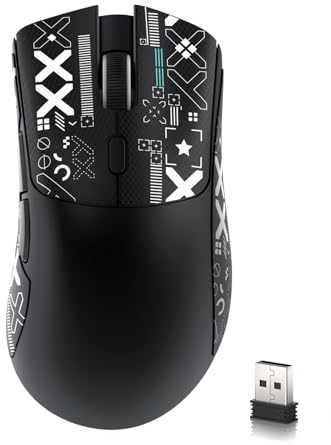 MAMBASNAKE x Attack Shark R1 59 g Souris de Jeu sans Fil légère tri-Mode avec Autocollants antidérapants, 2,4 GHz/BT/Filaire, 5 Boutons programmables, 6 DPI réglables jusqu'à 18 000, PAW3311-Noir