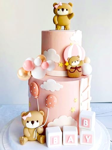 JeVenis Rosa BabyDusche Kuchen Dekoration Geschlecht Enthüllen Kuchen Dekoration Bär BabyDusche Party Supplies Teddybär Dekoration Teddybär Kuchen Topper