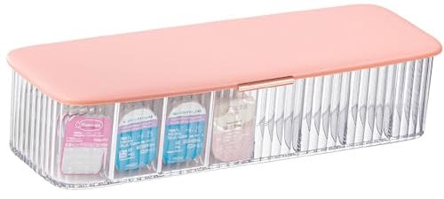BoNpur Daily Contact Lens Dispenser Daily Contact Lens Organizer with Lid Daily Classified Cable Storage with 8 Compartments (Pink)