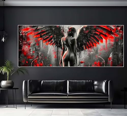 Diamond Painting XXL Groß 120x40 cm Diamant Painting Bilder Kampf-Engel Diamond Art Painting Kits, DIY Erwachsene Malen Nach Zahlen Full Diamant Painting Zubehör Malerei Stickerei Home Wand Dekor U285