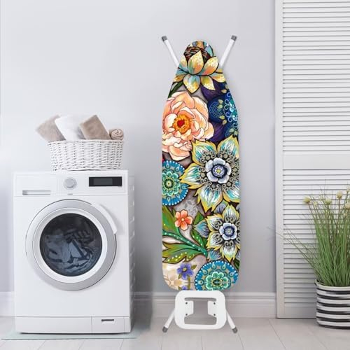 Poceacles Bohemia Mandala Bügelbrettbezug, wärmereflektierend und schmutzabweisend, Bügelzubehör mit elastischem Rand und Klettverschlüssen für Heimdekoration, XL