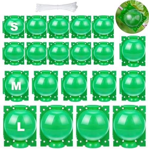 SAMSYOKI 20 Stück Pflanzenwurzelgerät Hochdruck,Plant Rooting Ball mit Kabelbindern,Pflanzen Wurzel Booster Pflanzenwurzel-Wachstumsbox für Indoor Outdoor Pflanzenvermehrung Pfropfung(S+M+L, Grün)