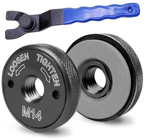 2 Stück Winkelschleifer Schnellspannmutter SDS Clic M14,für Winkelschleifer von AEG, Black & Decker, Dewalt, Flex, Hitachi, Metabo, Makita etc,spannmutter,mit verstellbarem Winkelschlei ferschlüssel