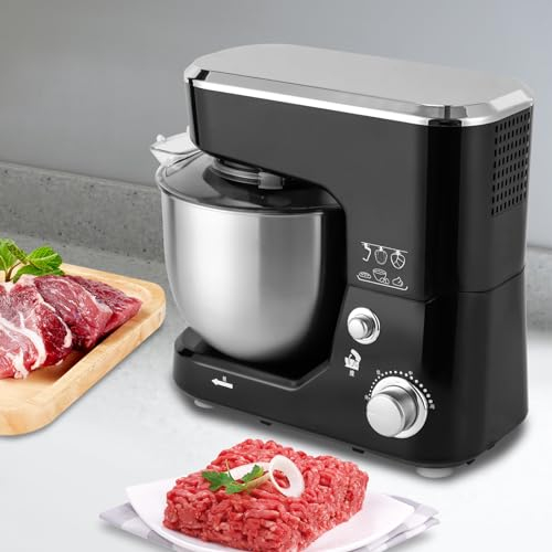 Batidora de cocina 3 en 1, 1000 W, 5 L/1,1 gal, batidora de alto rendimiento, robot de cocina de 3 velocidades, para cocina, restaurante, panadería, batidora con gancho de puré, batidor, espátula
