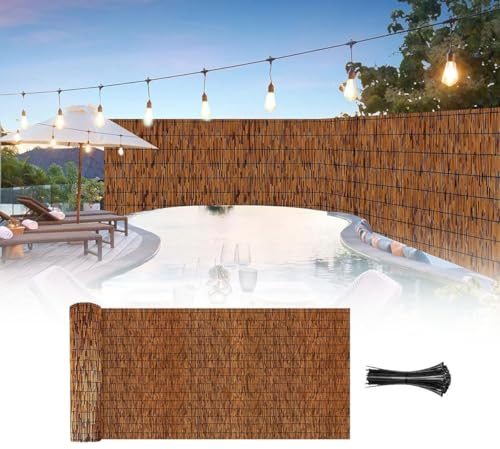 MObyat Brauner Schilfrohrmatte, 50CM 75CM 90CM 100CM 160CM Hoch Sichtschutz, Natürlicher Bambusmatte, Sichtschutz Windschutz Schilf, Für Garten, Terrasse, Villa