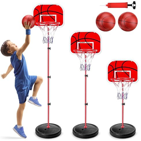 Zeawavsl Höhenverstellbarer Basketballkorb für Drinnen und Draußen - Mini Korb Mit 2 Bällen, Einfache Montage - Geeignet für Kinder von 3 bis 8 Jahren