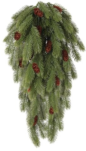 RECUTMS 2Pcs Christmas Swag for Stairs Decorations Hanging Xmas Pine Plant Teardrop Swags With Pinecones Needles Branche Greenery Fake Faux Plants Christma Decor for Room Wall Outdoor Balcony (Green)
