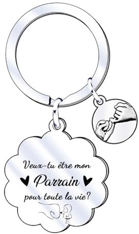 XWXWXW Porte Clé Parrain Cadeau Parrain Cadeau Parrain Demande porte cle veux tu etre mon parrain Porte Clef Personnalisé Cadeau Homme Anniversaire Cadeau Fête Des Pères (2)