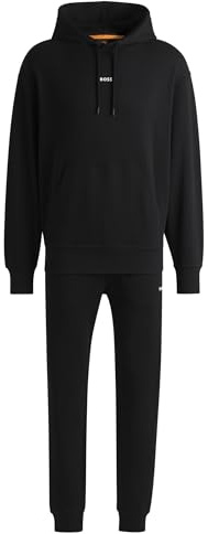BOSS Mens TracksuitWesmallhood Contrast-logo tracksuit set in cotton terry Black