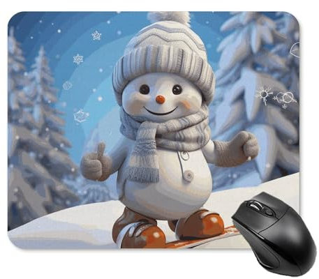 Mauspad mit niedlichem Snowboard und Schneemann, Gaming-Mauspad, niedliches Mauspad, Mauspad für den Schreibtisch für Frauen, großes Mauspad für Schreibtisch, Reisen