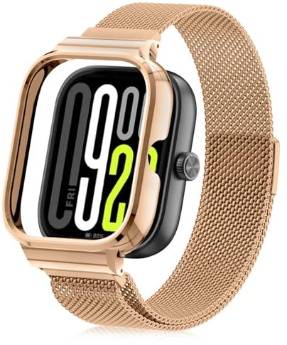 SeNool Cinturino Compatibile con Xiaomi Redmi Watch 5, [Resistente Corrosione] [Impermeabile] Uomini e Donne Braccialetto Acciaio Inossidabile Magnetico Metallo per Xiaomi Redmi Watch 5 - Oro Rosa