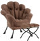 SESHINELL Blütenförmiger Relaxsessel mit Hocker, Loungesessel mit Metallrahmen, Lesesessel für Wohnzimmer, Schlafzimmer, Ankleidezimmer, Dunkelbraun
