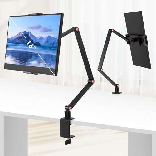 Supporto per tablet, supporto portatile per monitor con base girevole a 360°, adatto per telefoni (4,7-16), Kindle, Fire HD, Nintendo Switch, compatibile con display da 15,6/16