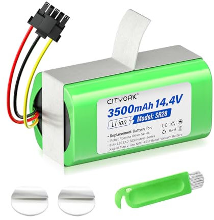 CITYORK 3500mAh 14.4V Li-ion Batteria di ricambio per IRobot Roomba Combo Essential Y0110/ Y0112/ Essential 2, per Conga 7490 Ultimate/Immortal, per Eufy L60 Hybrid/SES,per Xiaomi Mop 2 Lite