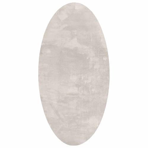 vidaXL Bereichsteppiche Oval HUARTE Sand 100 x 200 cm 100%Polyester, Stylischer Flurvorleger, ovales Design, langlebig, rutschfest, maschinenwaschbar, Pflegeleichte Teppiche