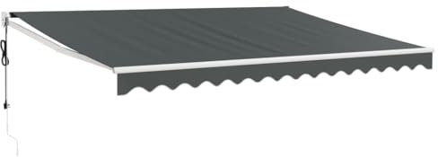 Elektrische Markise mit Kurbel 4x3 m Anthrazit - Perfekter Sonnenschutz für Terrasse & Garten - Robust & Langlebig