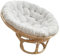 Meubletmoi Papasan / Loveuse Sessel, rund, 1-Sitzer, Natur-Rattan, mit dickem Kissen, gepolstert, cremefarben, Boho-Stil, lässig, Hazel