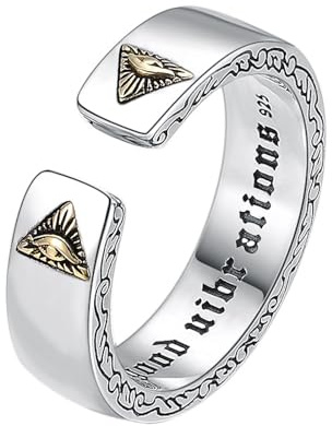 IOETSEUT Damen Schmuck Ring Auge des Gottes Vintage Ägyptische Pyramide All Seeing Eye Illuminati Ring Vintage Punk Ägyptisches Dreieck Verstellbarer Ring