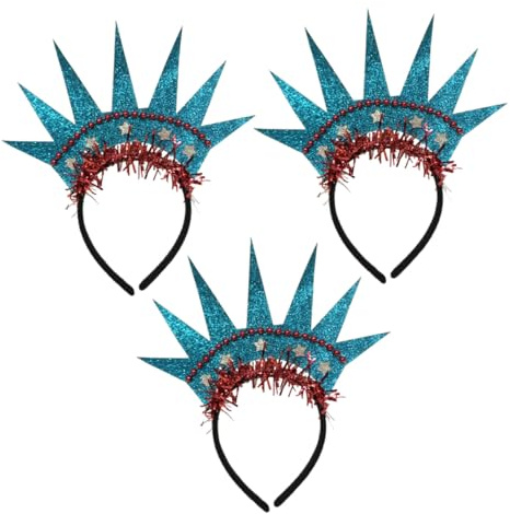 HONITANO 3 Stück Statue of Liberty Haarband Stirnband Leichtes Party Kopfschmuck Haarzubehör Mit Kronen Design Rutschfestes Performance Kopfband Für Fröhliche Party Atmosphäre Und Fotorequisit
